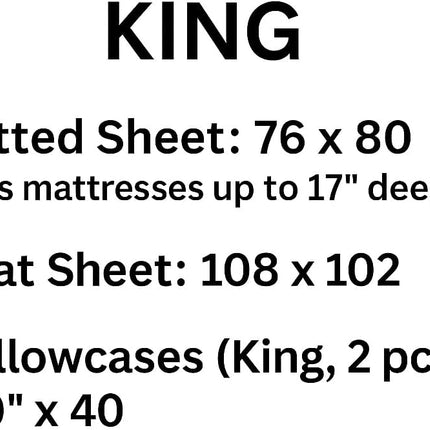 King Size Bed Sheets 100% Cotton – Luxury Cooling Deep Pocket Sheets 17'' | Floral Print Bedding Set |