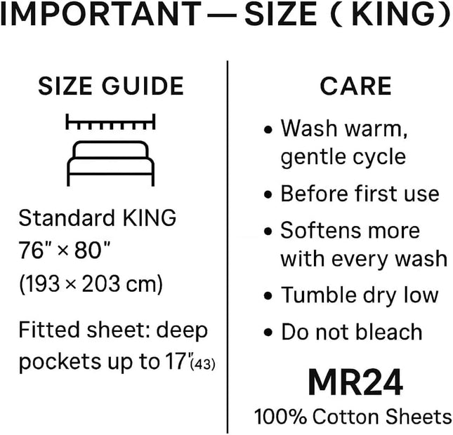 MR24 King Size Bed Sheets 100% Cotton – Luxury Cooling Deep Pocket Sheets 17''Soft Breathable Hotel-Quality Bedding Set Dark Grey