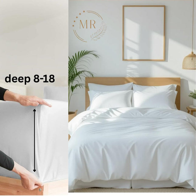 White Queen Sheets 100% Cotton – 600 Thread Count, Deep Pocket Sheets 17 Inch,