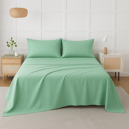 MR24 100% Cotton King Sheets – Mint Green, 600 Thread Count, Deep Pocket 17–18