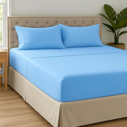 Light Blue 100% Cotton King Sheets Set – 480 Thread Count (TC)