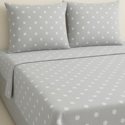 Grey Polka Dot Queen Bed Sheets Set – 100% Cotton Queen Sheets