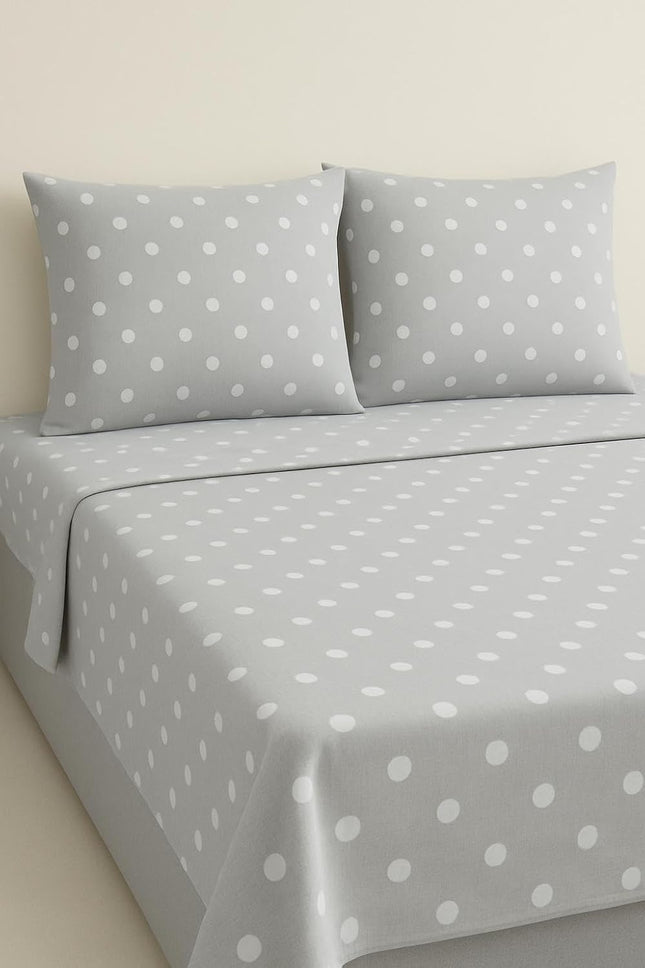 Grey Polka Dot Queen Bed Sheets Set – 100% Cotton Queen Sheets