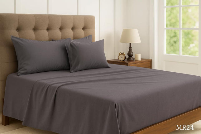 MR24 King Size Bed Sheets 100% Cotton – Luxury Cooling Deep Pocket Sheets 17''Soft Breathable Hotel-Quality Bedding Set Dark Grey