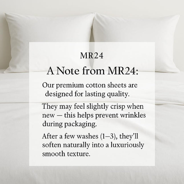 MR24 Queen Size Bed Sheets Set | Draps Queen Motif Géométrique Blanc | 100% Cotton
