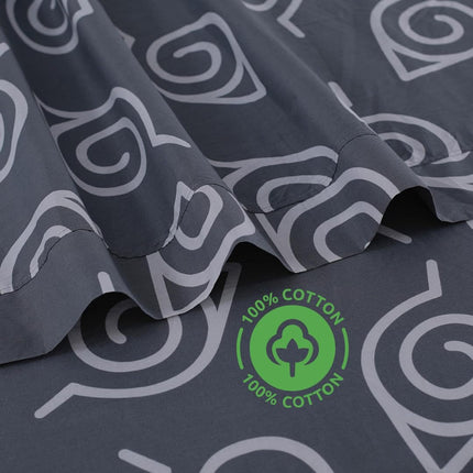 Dark Grey Print 100% Cotton King Sheets Set – 600 Thread Count,