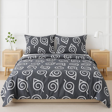Dark Grey Print 100% Cotton King Sheets Set – 600 Thread Count,