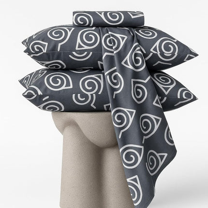 Dark Grey Print 100% Cotton King Sheets Set – 600 Thread Count,