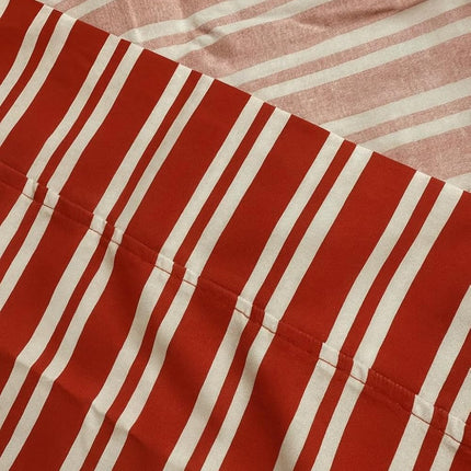 MR24 King Size Bed Sheets – 100% Cotton Cooling Percale, Red Stripe Design, Soft & Breathable