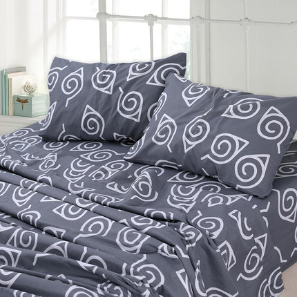 Dark Grey Print 100% Cotton King Sheets Set – 600 Thread Count,