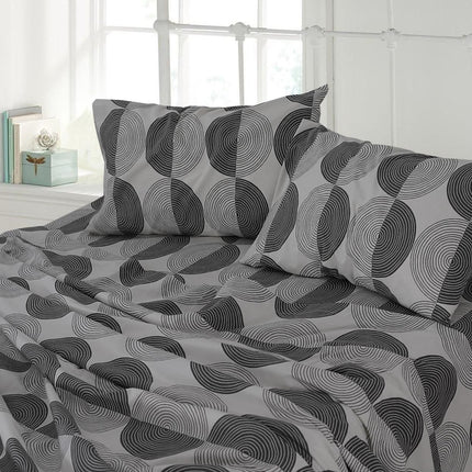Grey Modern Geometric 100% Cotton Queen Sheets Set
