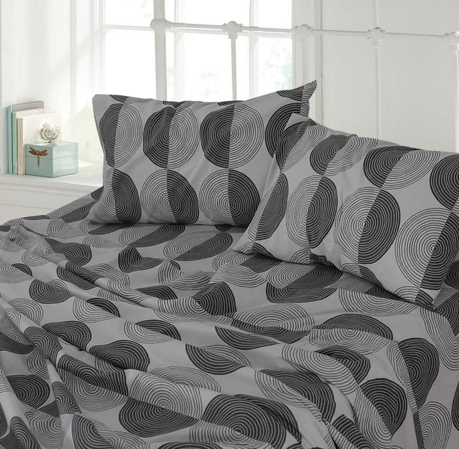 Grey Modern Geometric 100% Cotton Queen Sheets Set