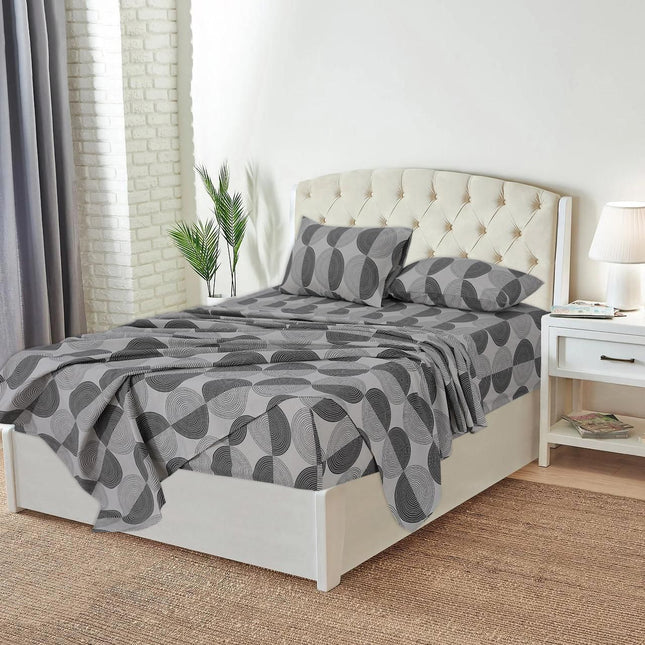 Grey Modern Geometric 100% Cotton Queen Sheets Set