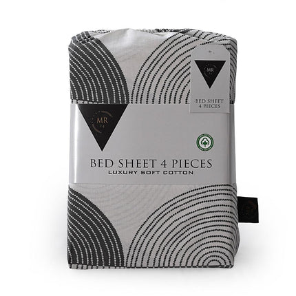 Grey Modern Geometric 100% Cotton Queen Sheets Set